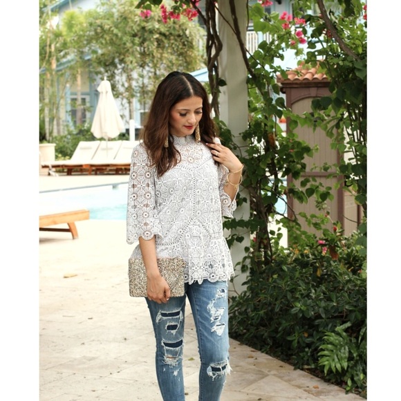 Chic Wish Tops - Chic Wish The Art of Crochet Grey Top